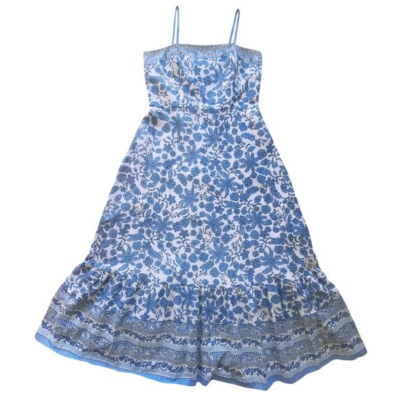 NWT Taylor Toile Square Neck Sleeveless Empire Waist Maxi Dress Blue & White 14 - Picture 3 of 15